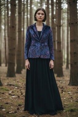 LOFT Womens Paisley Velvet Blazer 4P Prince Whimsygoth Witchy